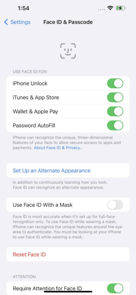 iOS15.4 FaceID マスク 認証 設定