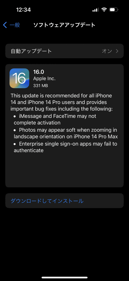 iOS16.0.1 OTA Update